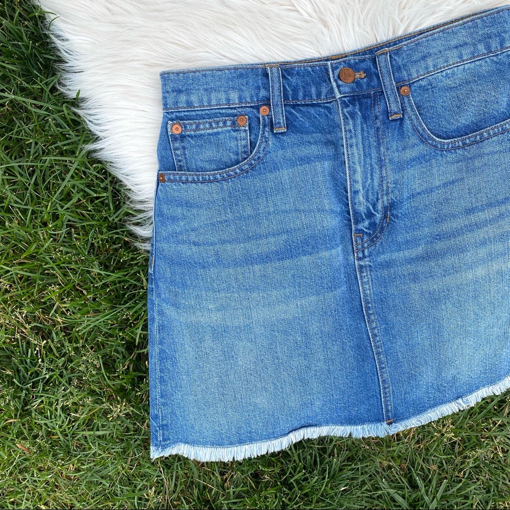 Madewell raw hem denim mini skirt 26
